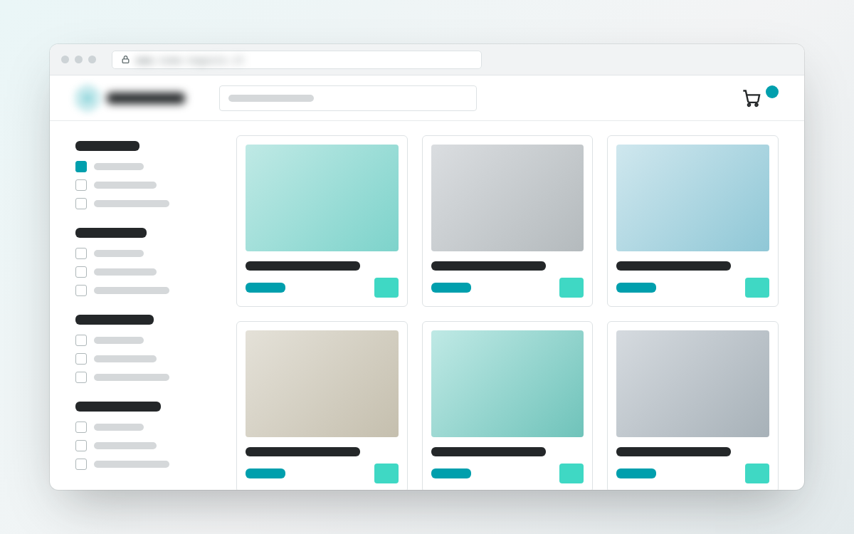 Esempio di negozio online con catalogo prodotti, con i dettagli del cliente oscurati